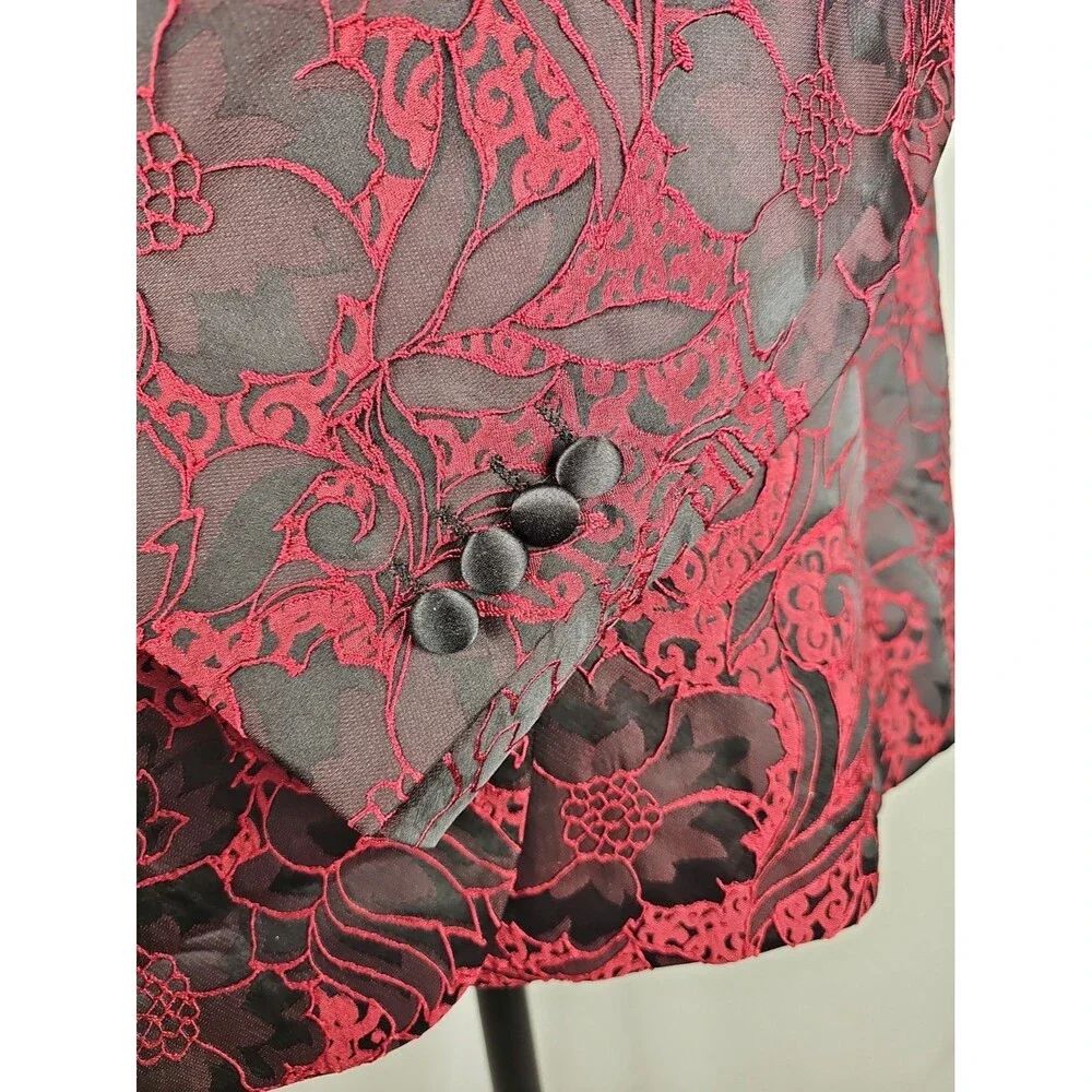 HI-TIE Mens 2XL Red Black Floral Tuxedo Dinner Blazer Jacket NWT